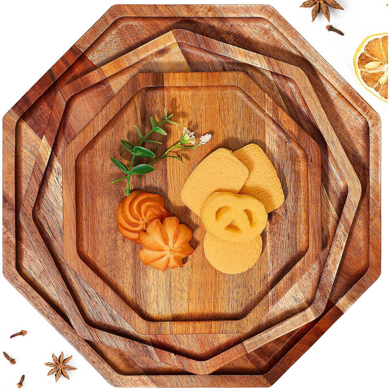Plateau à fruits en bois 3 pièces, H 0,7 po x l 8 po x P 8 po