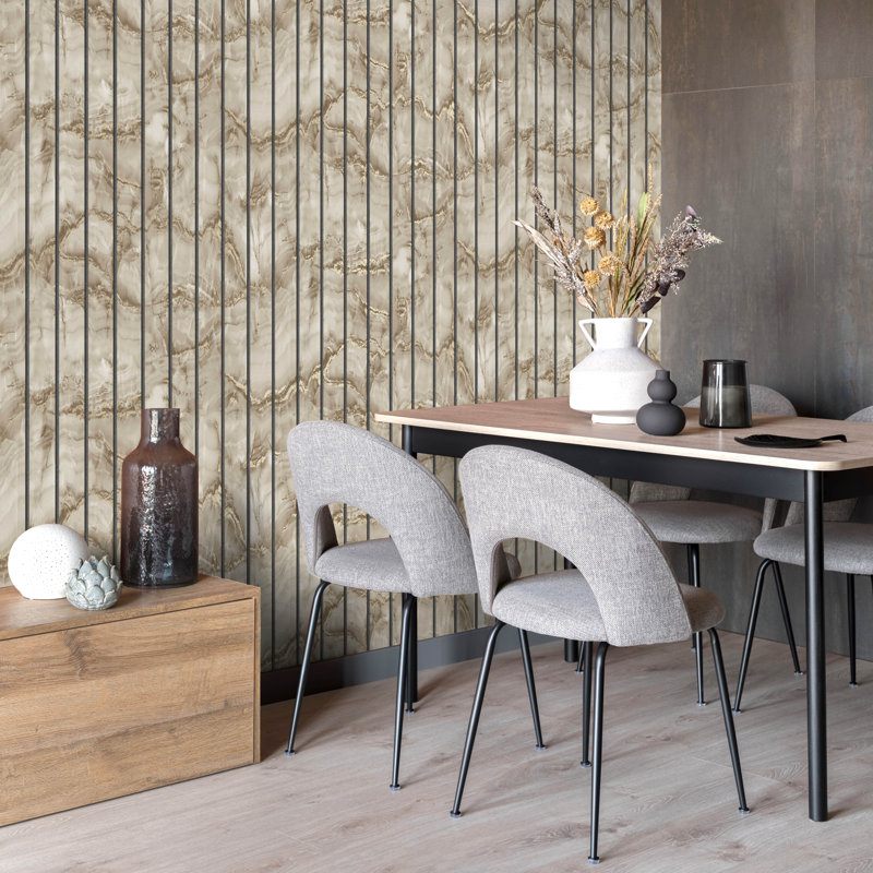 Marble Slat Panel Luxury Wallpaper, Beige