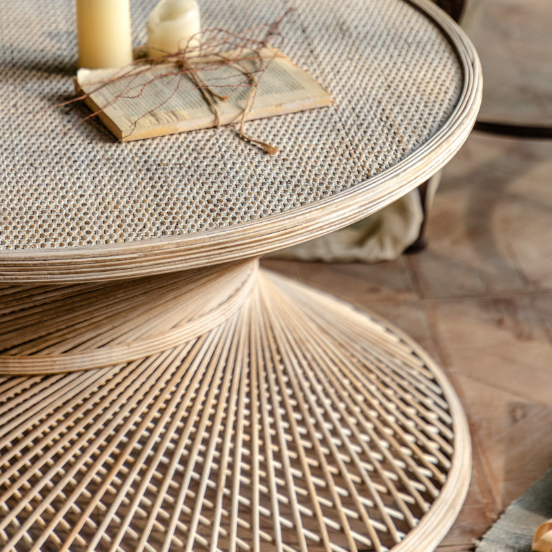 Curtice Frame Round Rattan Coffee Table