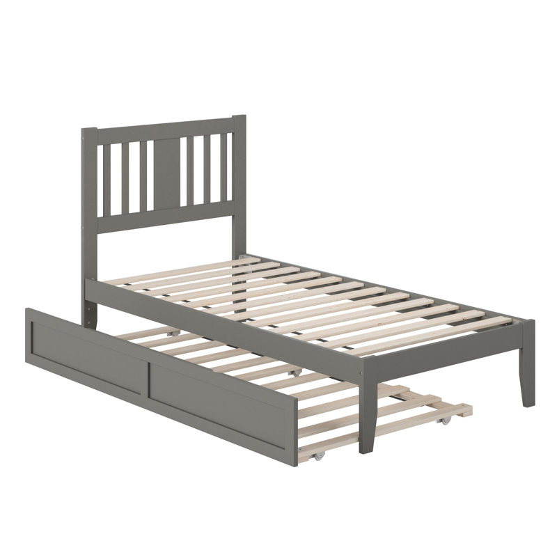 Zosia Solid Wood Storage Platform Bed, Twin, Gray