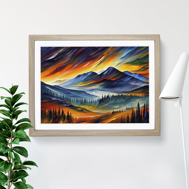 Mountain View Vol.1 Abstract - Framed Print, 34cm H x 46cm W x 2cm D, Oak Framed
