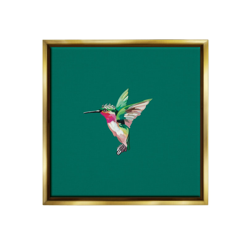 «Hummingbird With Tiara» par Amelia Noyes sur, Cadre flottant métallique doré, H 18 po x l 18 po