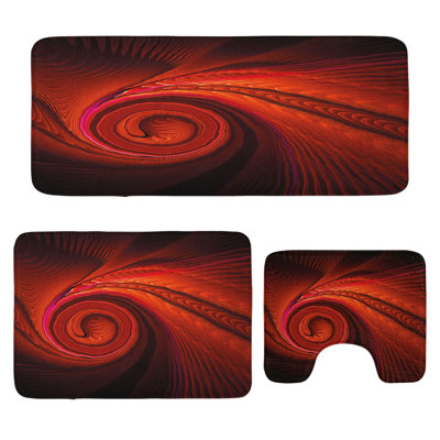 Spires Bathroom Rug Set 3 Pieces U-Shape & Rectangle Mats Red