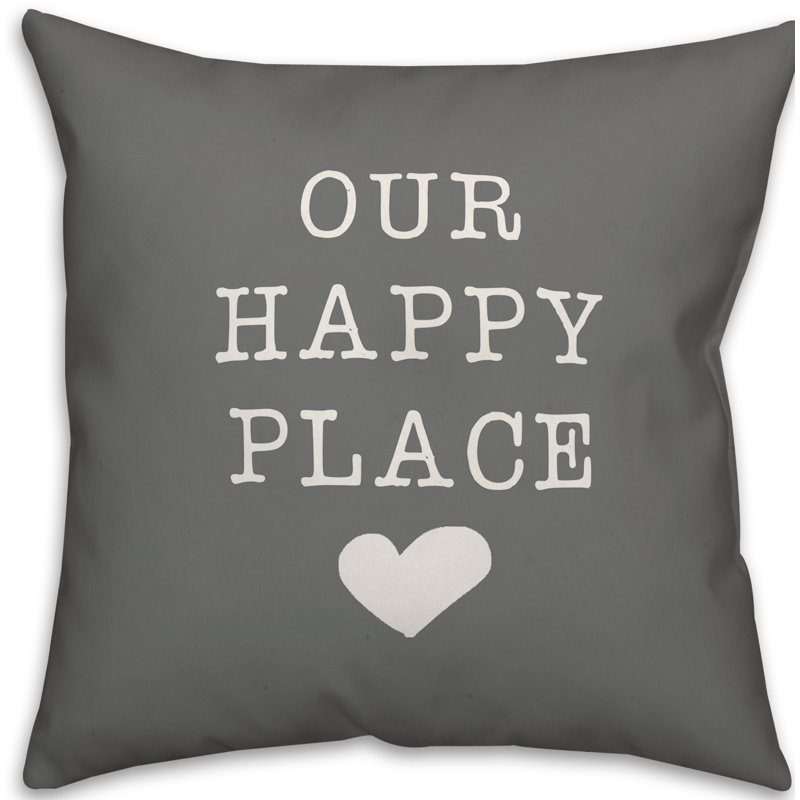 Textual Outdoor Throw Pillow, 20" H x 20" W, Gray/White