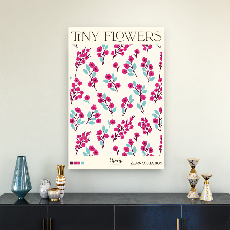 Tiny Pink Blooms Delicate Flower Nature Wall Art Print 1 Piece Wrapped Canvas Wall Art, 91.44cm H x 60.96cm W