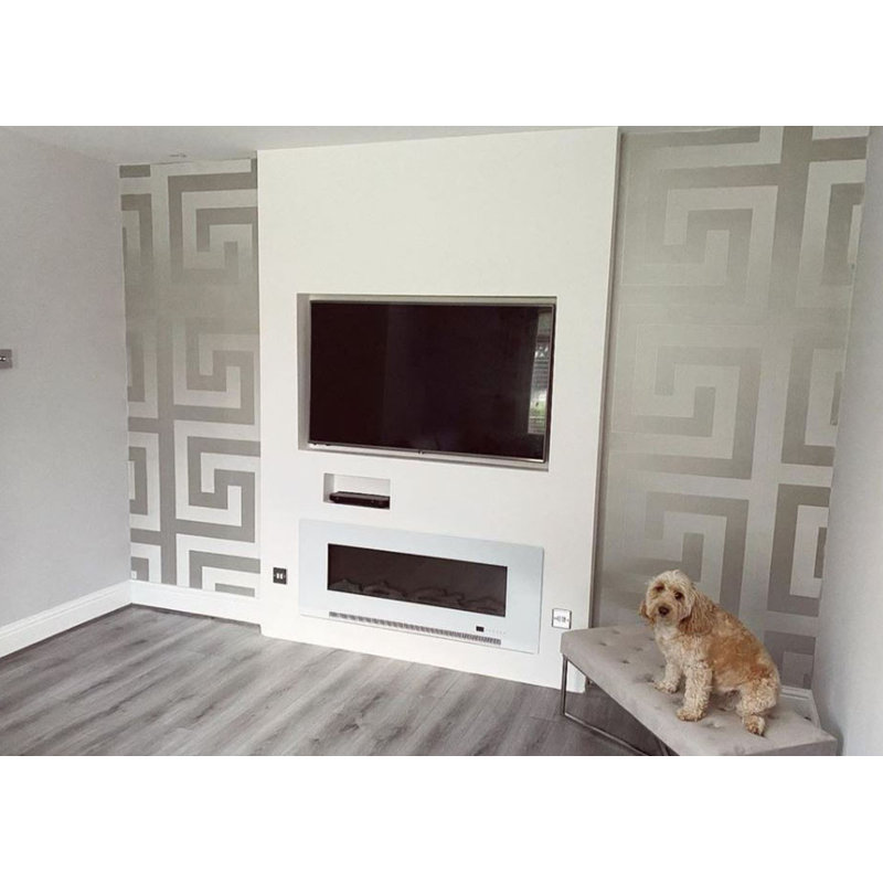 Aurora Ivy Bronx Electric Fireplace with 1500 BTU, 52cm H x 152.4cm W x 11.9cm D, White