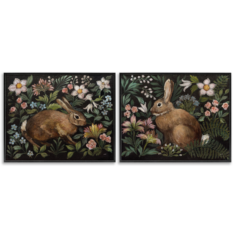 Ensemble de 2 giclées encadrées Flora And Fauna Garden, design par Julia Purinton, H 11 po x l 28 po