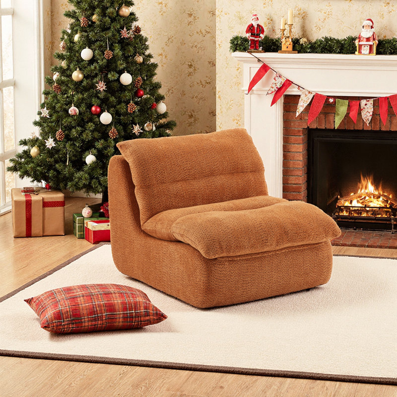 Fauteuil ergonomique d'appoint - Confort moelleux pour les salons, les chambres et les bureaux | Structure légère, Orange