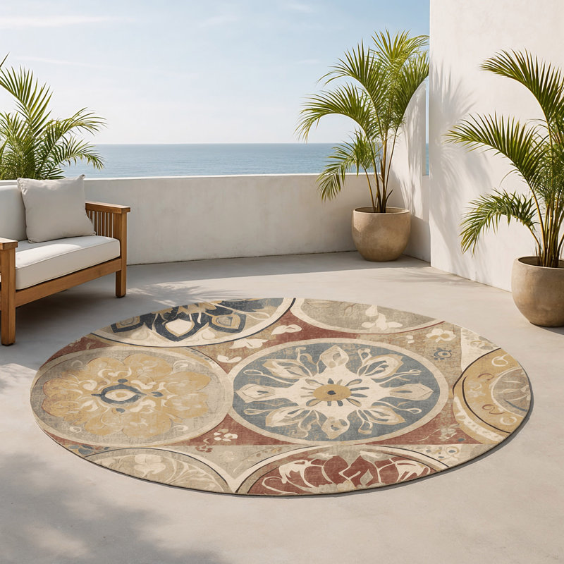 Tapis intérieur et extérieur Groovy Line, Rond 5 pi