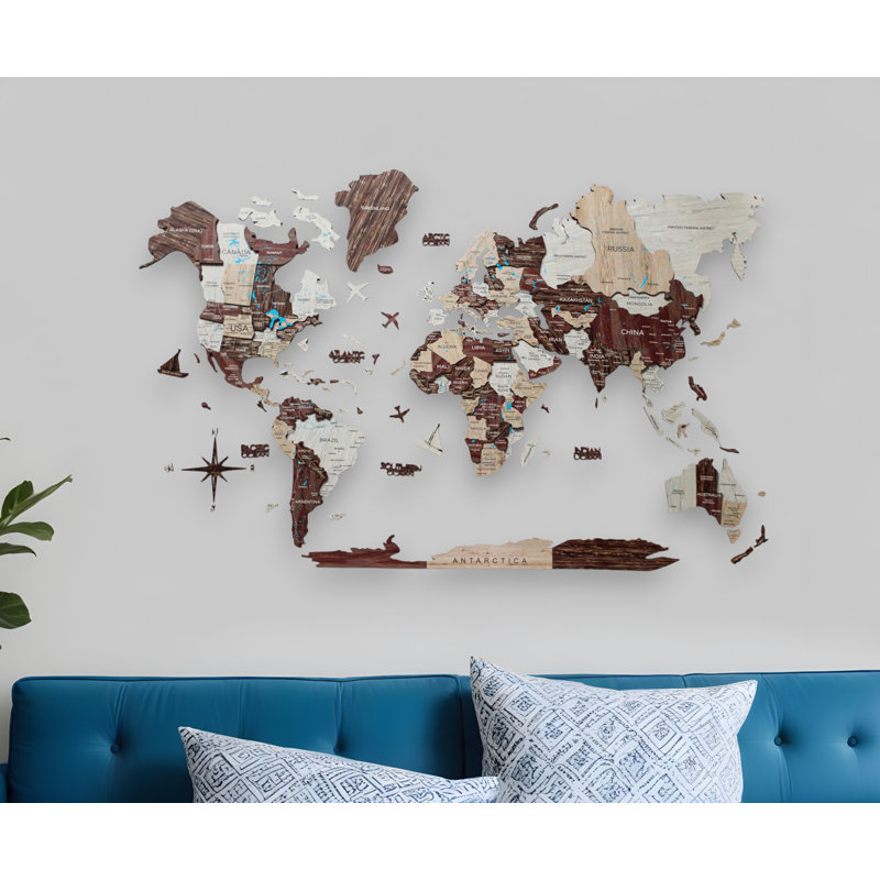 Sculpture dimensionnelle en bois beige 35 po x 59 po