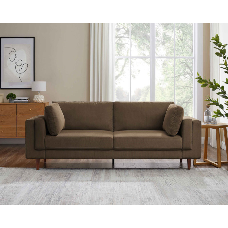 Kraz 215.9Cm Square Arms Sofa, Brown Corduroy