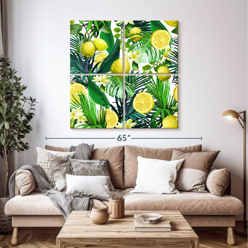 Yarlin, feuilles et citrons, H 45 po x l 45 po