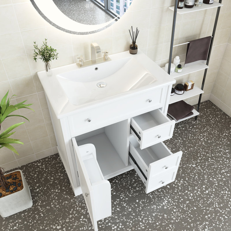 Meuble-lavabo simple 30 po avec plateau en céramique Chatney