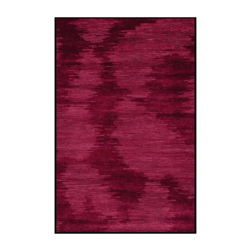 Tapis rouge abstrait lavable à la machine, Rectangulaire 8 pi x 10 pi