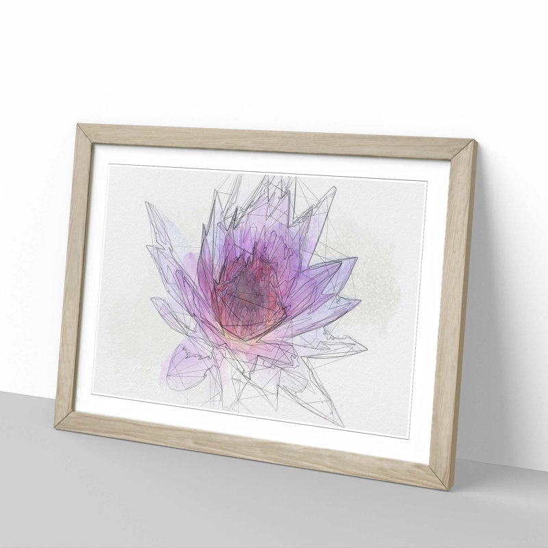 Water Lily in Abstract - Picture Frame Graphic Art Print, 35cm H x 50cm W x 2cm D, Oak
