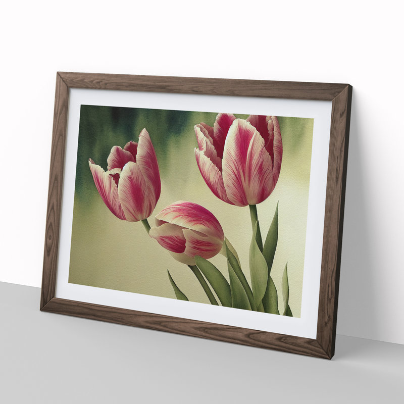 Spectacular Tulip Flowers - Framed Print, 34cm H x 46cm W, Walnut Frame