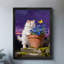Art mural rétro noir avec chat et papillon, impressions de style rétro-1527519529