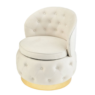 Chaise pivotante en velours beige à 360 degrés - avec rangement pour l'esthétique de salon avec style et confort
