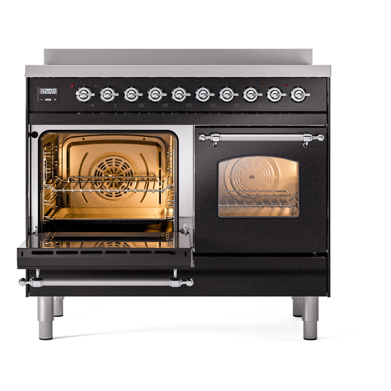 ILVE Nostalgie II 40 in Induction Range, Glossy Black/Chrome