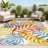 Manor Tropics Palm Leaves Cream/Orange Indoor/Outdoor Rug-1845156686