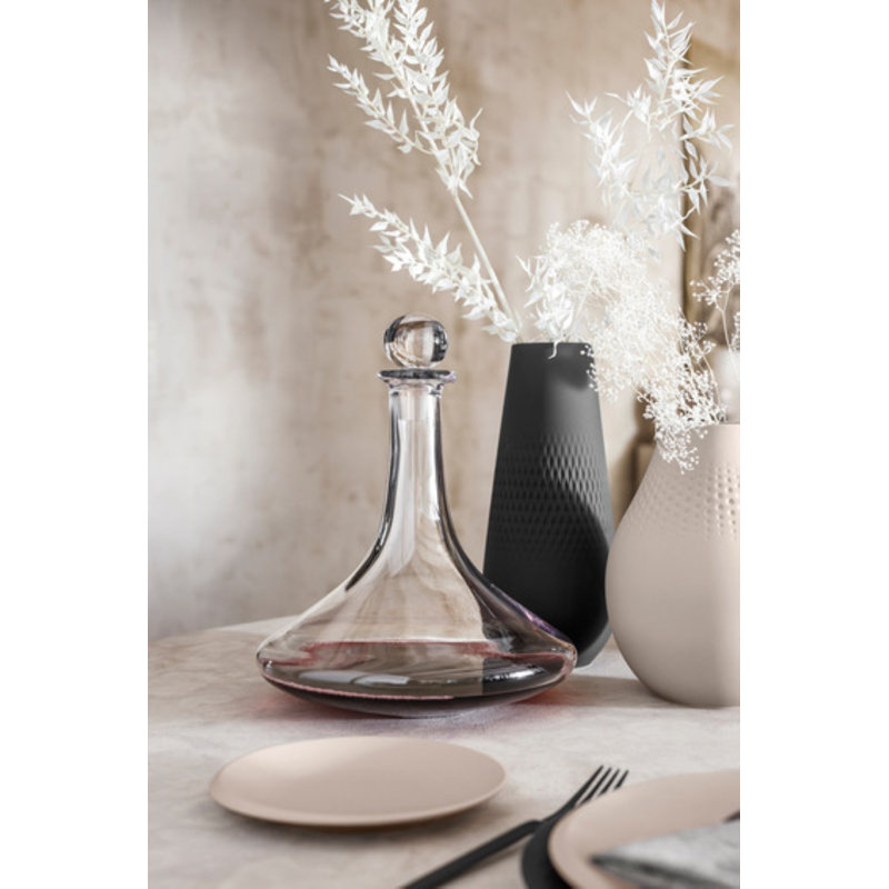 Villeroy & Boch Manufacture Collier Noir Carre, 10.25" Tall Porcelain Table Vase, Matte Noir Carre