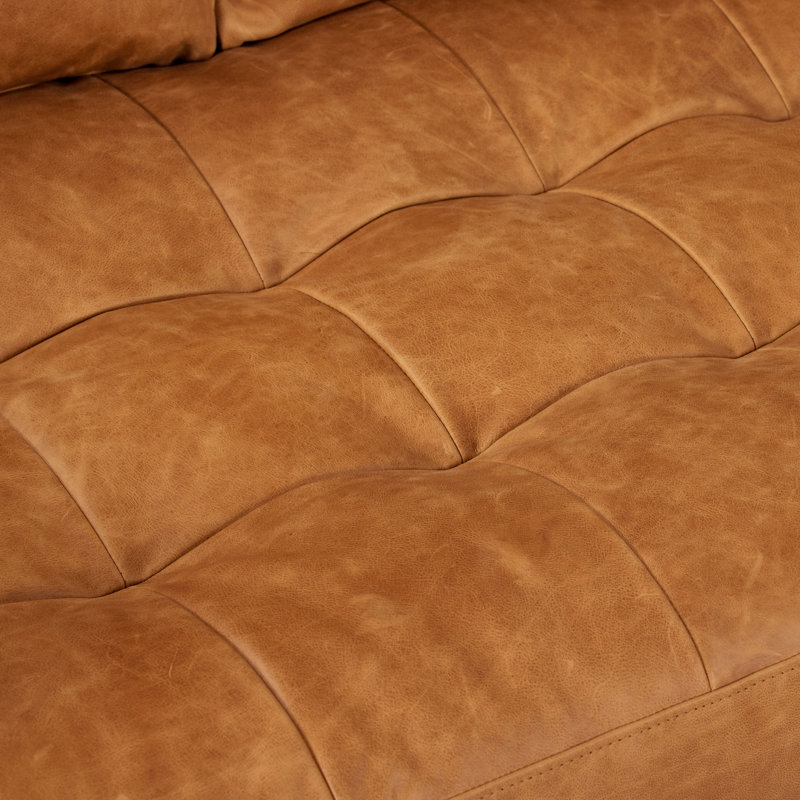 Canapé modulaire en cuir véritable Napa, Cuir véritable brun clair