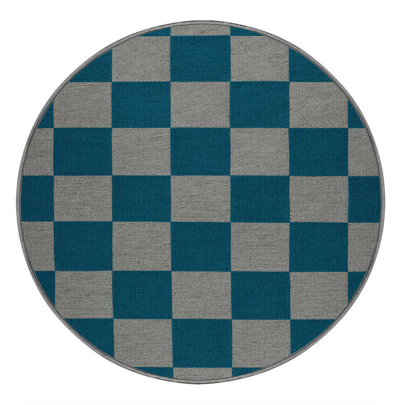Tapis vert à carreaux lavable à la machine, Rond 5 pi