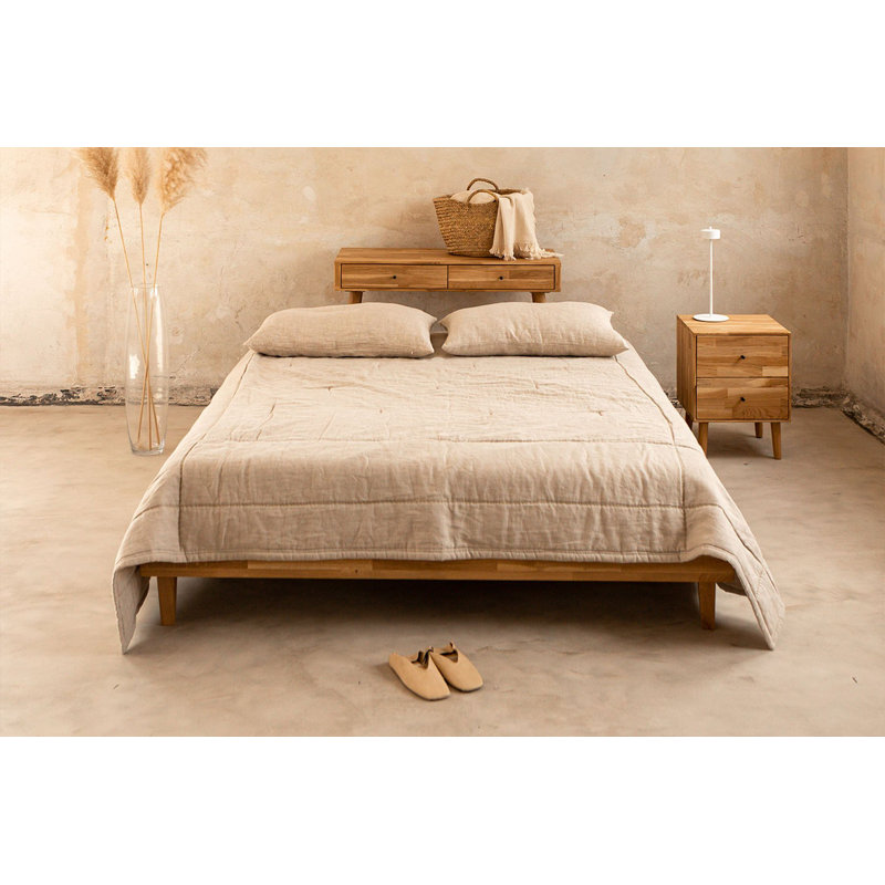 Flat Solid Wood Bed, 140 x 200 cm