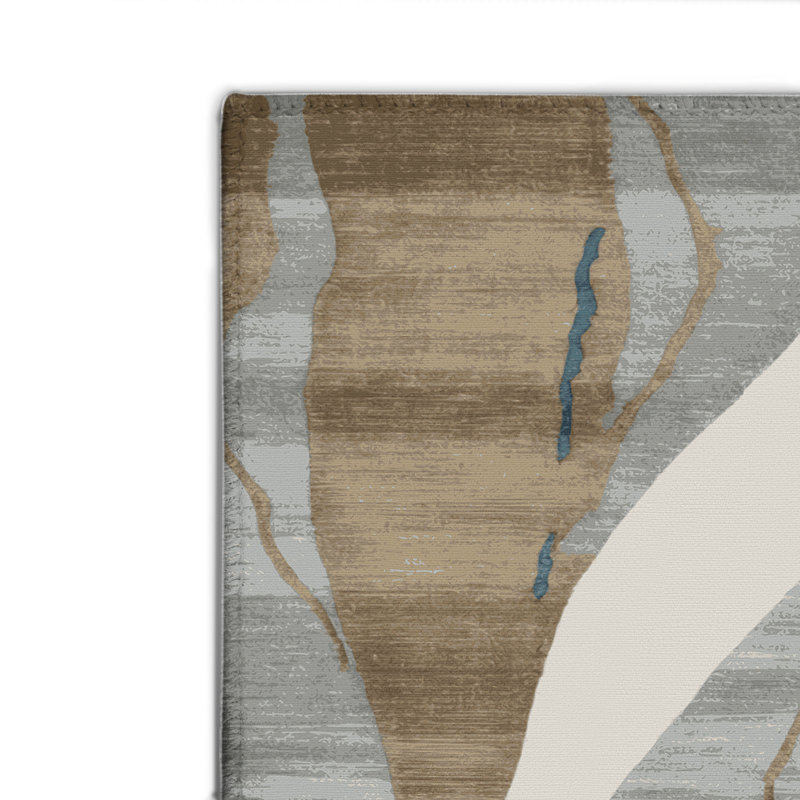 Tapis intérieur et extérieur gris Watercolor, Rectangulaire 2 pi x 3 pi