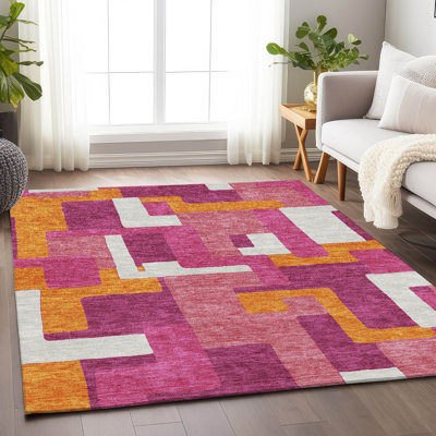Tapis rose lavable à la machine Premium Prisco