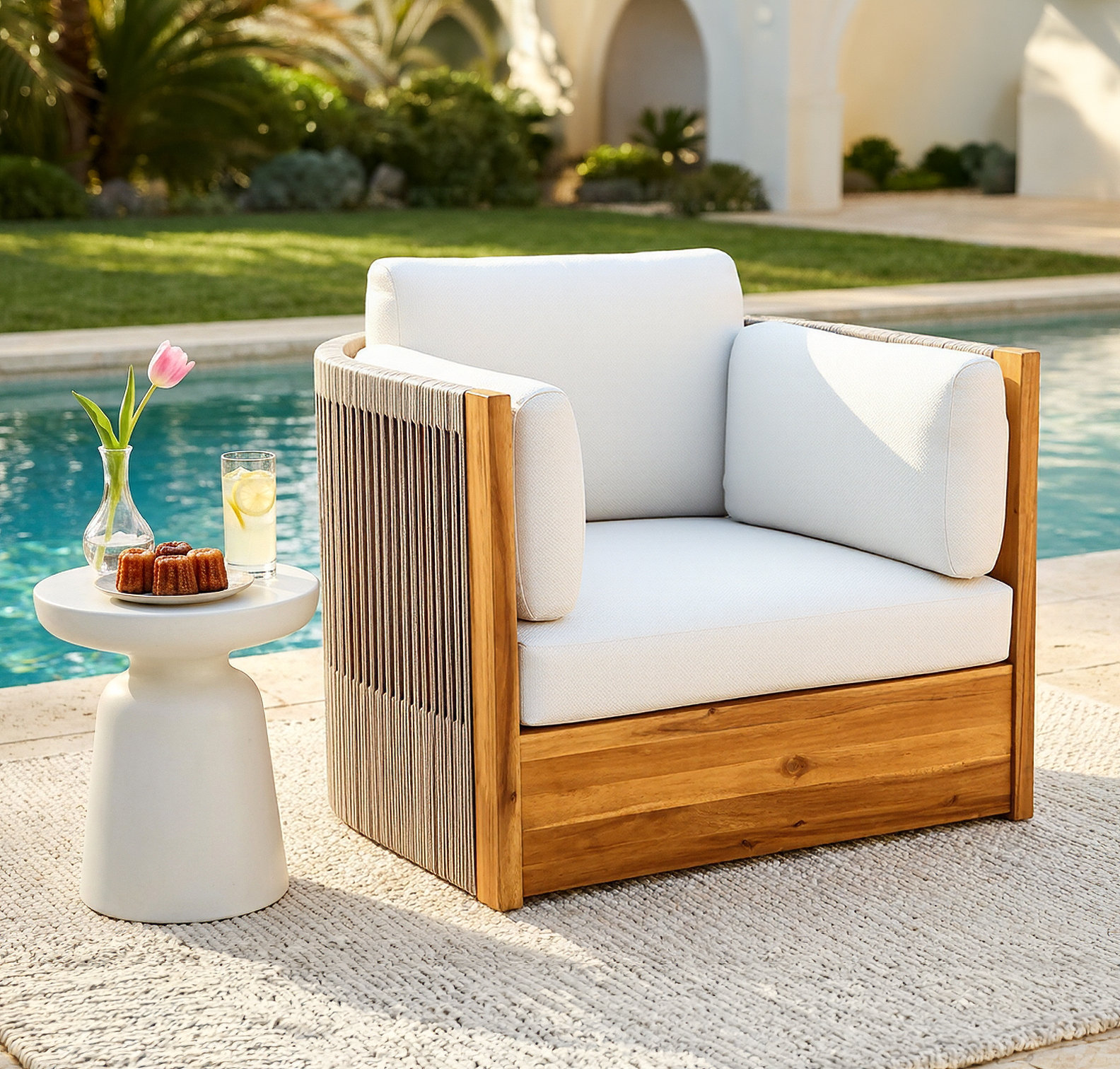 Layton Acacia Outdoor Swivel Chair