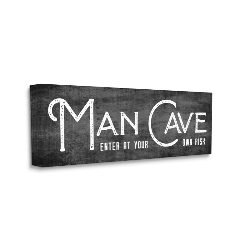 Plaque d'entrée «Man Cave», typographie rétro - Art textuel sur, H 17 po x l 40 po x P 1,5 po