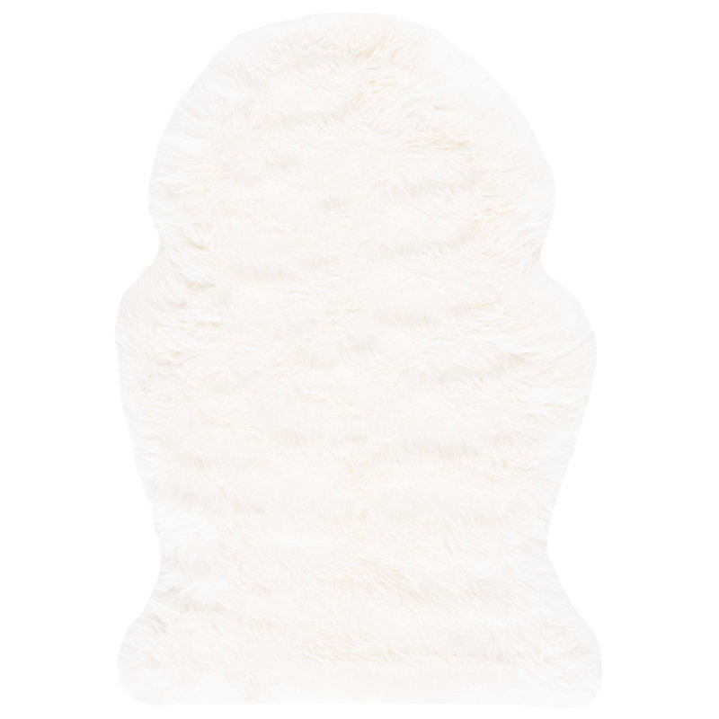 Mera Handmade Sheepskin White Area Rug, Rectangle 2' x 5'