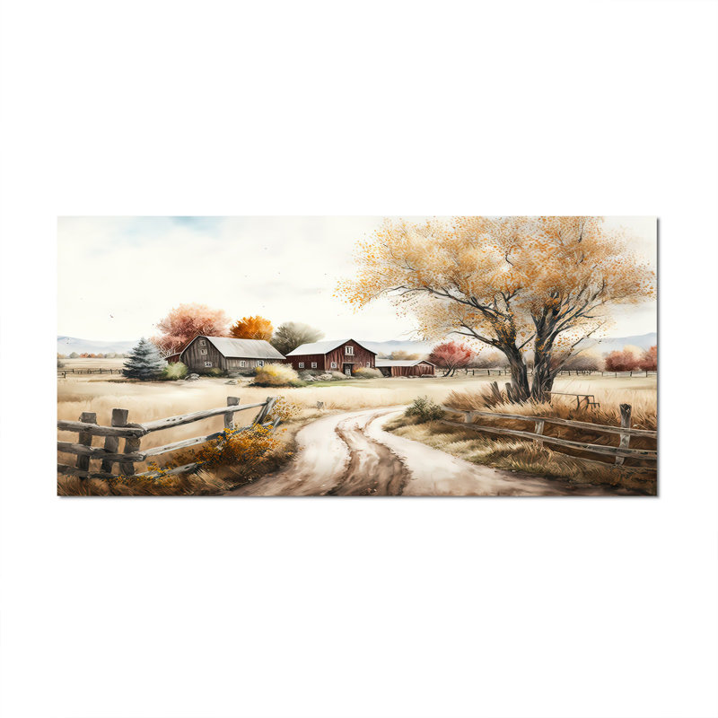 Art mural sur toile de ferme, reproduction de paysage de grange au printemps rustique - Belle grange au printemps VI