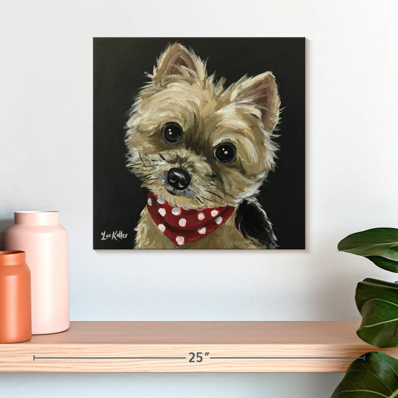 Crowle Yorkie - bandana rouge, H 16 po x l 16 po
