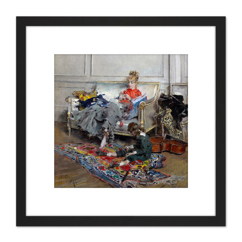 Young Woman Crocheting 1875 1 Piece Single Picture Frame Painting