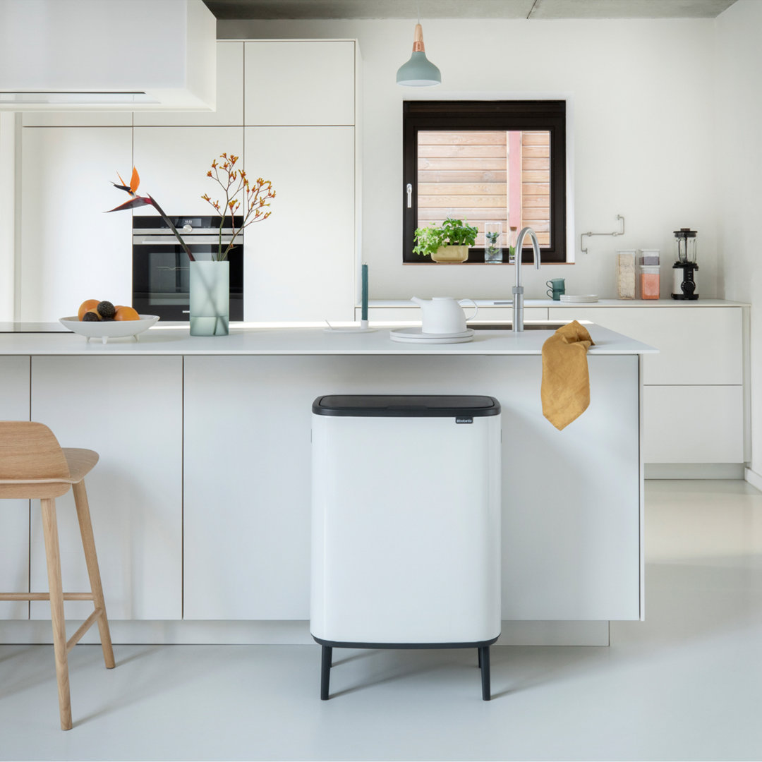Brabantia Bo Touch Bin Hi - 2 X 30 Litre Inner Buckets (White) Waste/Recycling Kitchen Bin With Removable Compartments + Free Bin Bags - Image 2