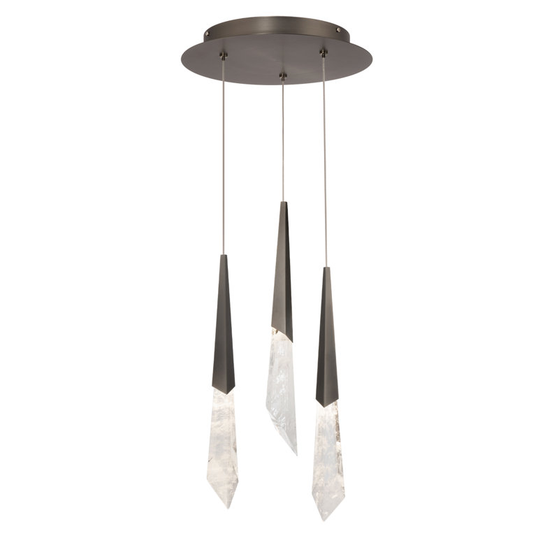 Solitude 3 Light Crystal LED Multi-Light Pendant, Antique Nickel