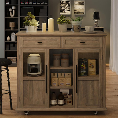 Kitchen Island, Rolling Kitchen Island Cart On Wheels With Widen Drop Leaf Top by Latitude Run