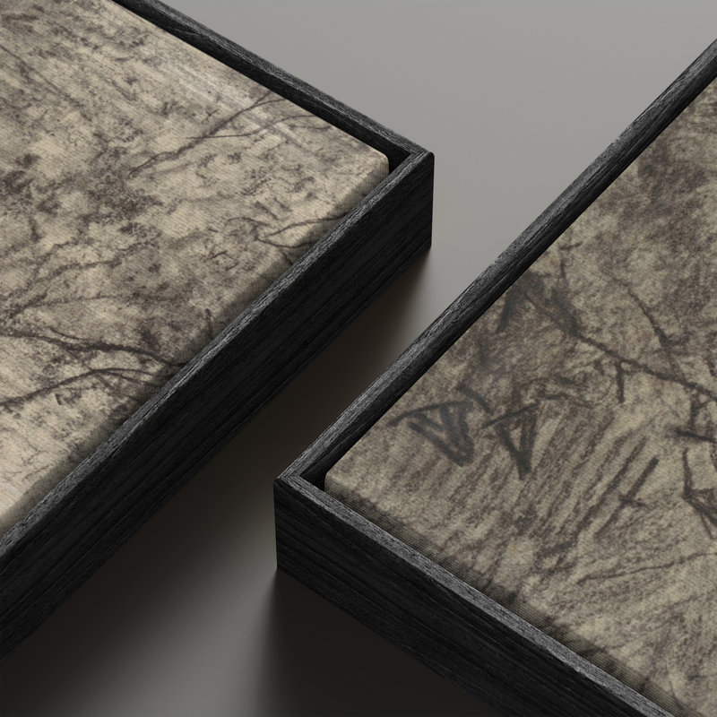 «Vintage Landscape Wall Art», ensemble de 2 toiles encadrées 20 x 60 pouces, Noir