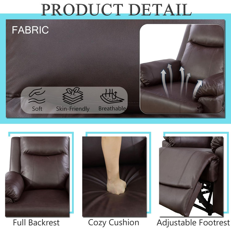 Faux Leather Recliner, Brown