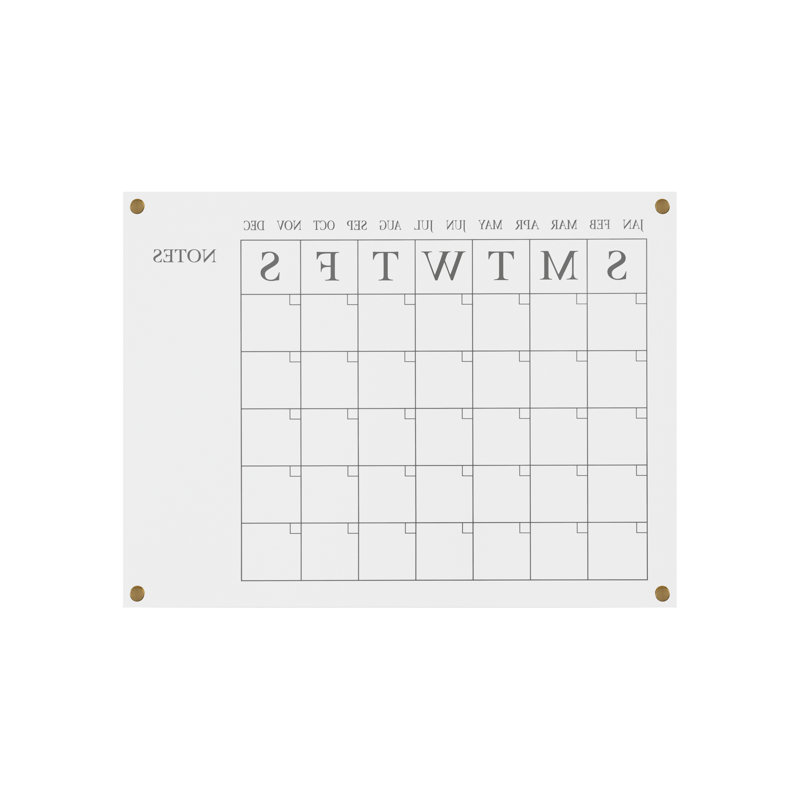 Thomas Martha Stewart Acrylic Wall Calendar with Notes with Dry Erase Marker and Mounting Hardware, Black