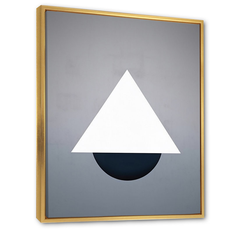 Retro Harmony Geometric In Blue - Impression sur toile géométrique moderne, H 20 po x l 12 po x P 1 po, Cadre flottant doré