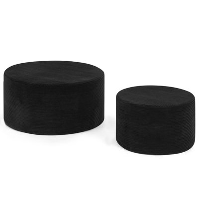 Ensemble de 2 poufs cylindriques rembourrés, repose-pieds décoratifs ronds pour salon, chambre ou salon