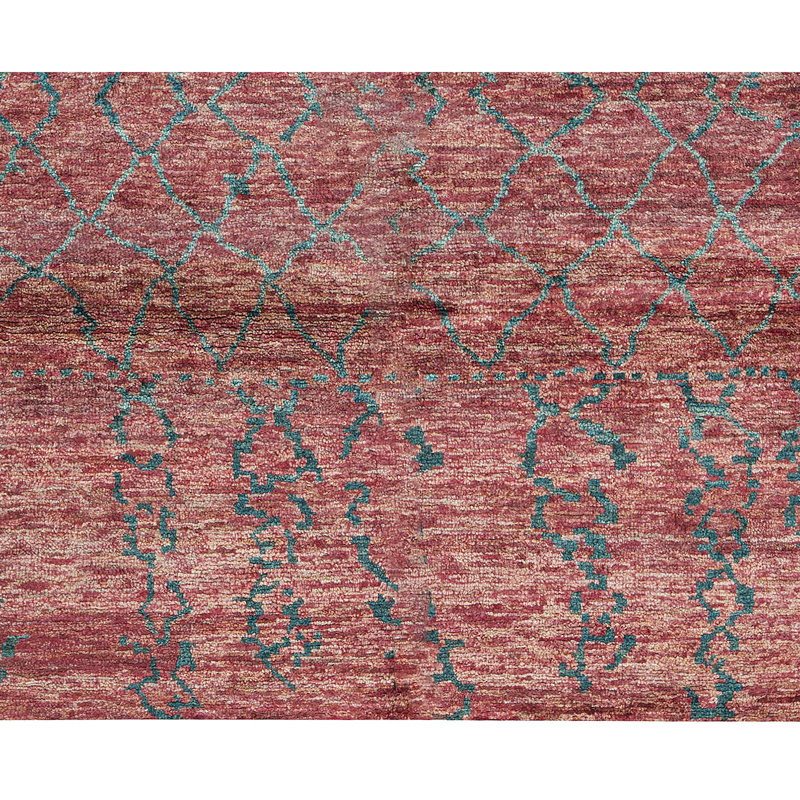 Hand-Knotted High-Quality Red and Green Area Rug