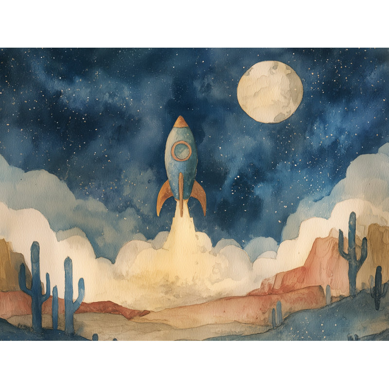 Papier peint Starry Night Rocket Desert, 120 po x 96 po, Peler et coller