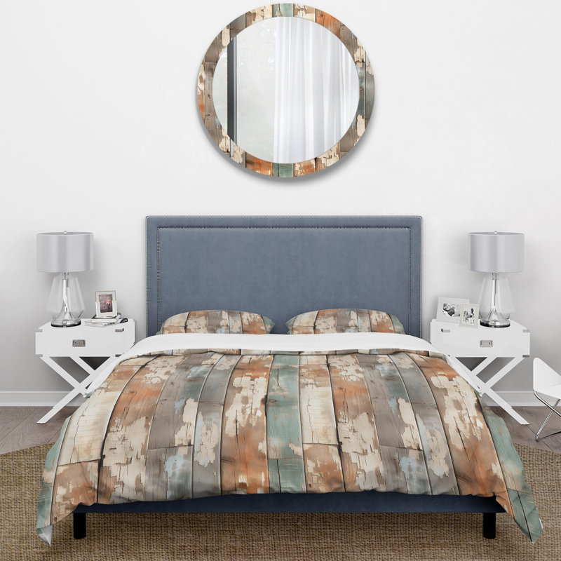 Literie Rustic Planks Harmony I, Housse de couette pour très grand lit et 2 très