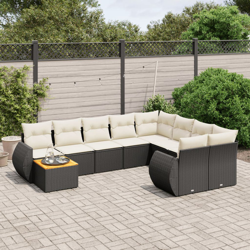 Ensemble de canapé de jardin Vidaxl noir et blanc crème