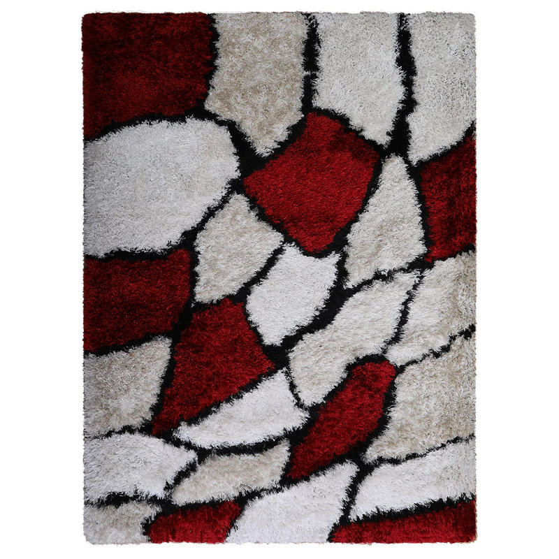 Tapis à poil long en polyester touffeté à la main Rennick, Rectangle 6 pi x 9 pi