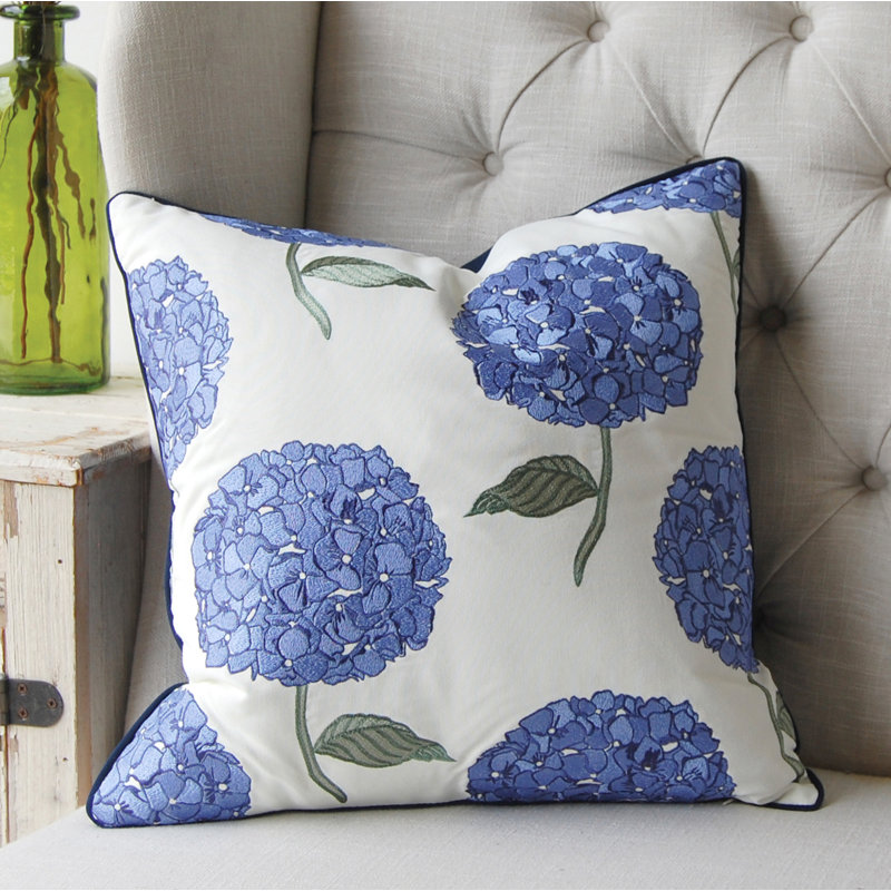 Embroidered Outdoor Throw Pillow